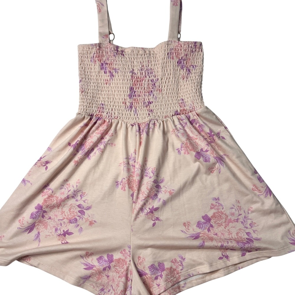 Coco +‎ Jaimeson Sleeveless Floral Romper Pink Poly Blend Womens Medium NWT